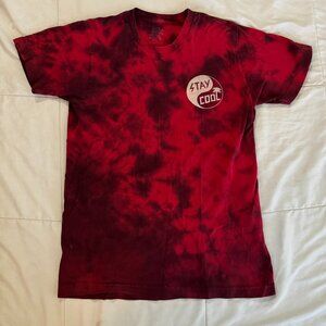 Happy Hour Red Tie Dye STAY COOL Graphic Tee Shirt Skate Surf Men sz Medium